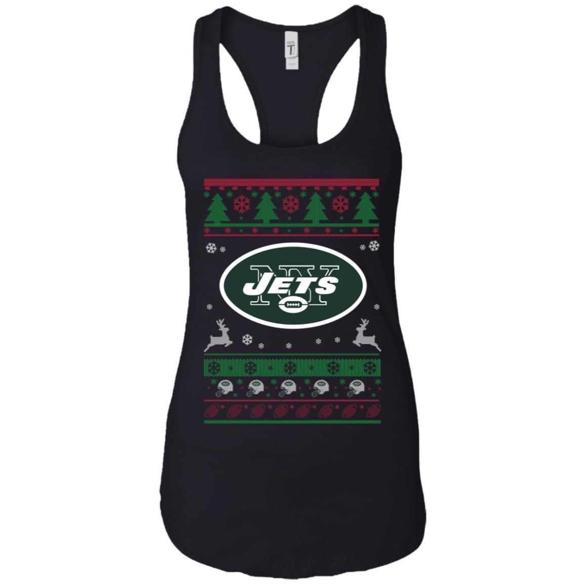 New York Jets Logo Football Teams Ugly Christmas Sweater Women Tank