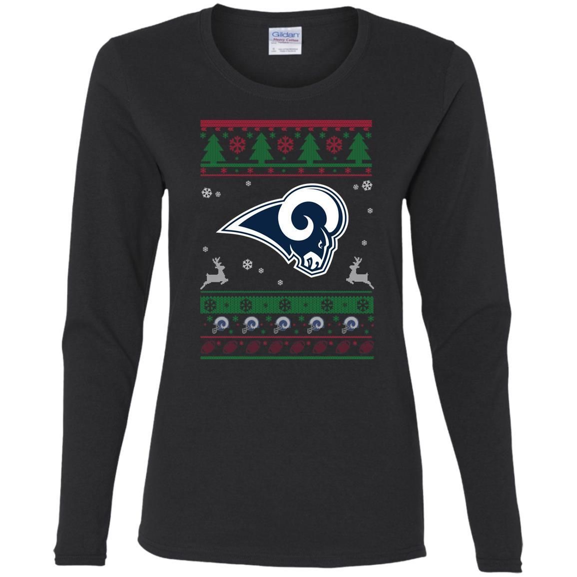 Los Angeles Rams Logo Football Teams Ugly Christmas Sweater Women Long Sleeve Shirt