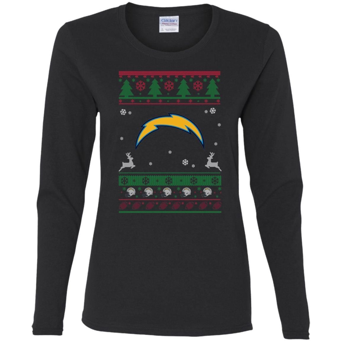 Los Angeles Chargers Logo Football Teams Ugly Christmas Sweater Women Long Sleeve Shirt