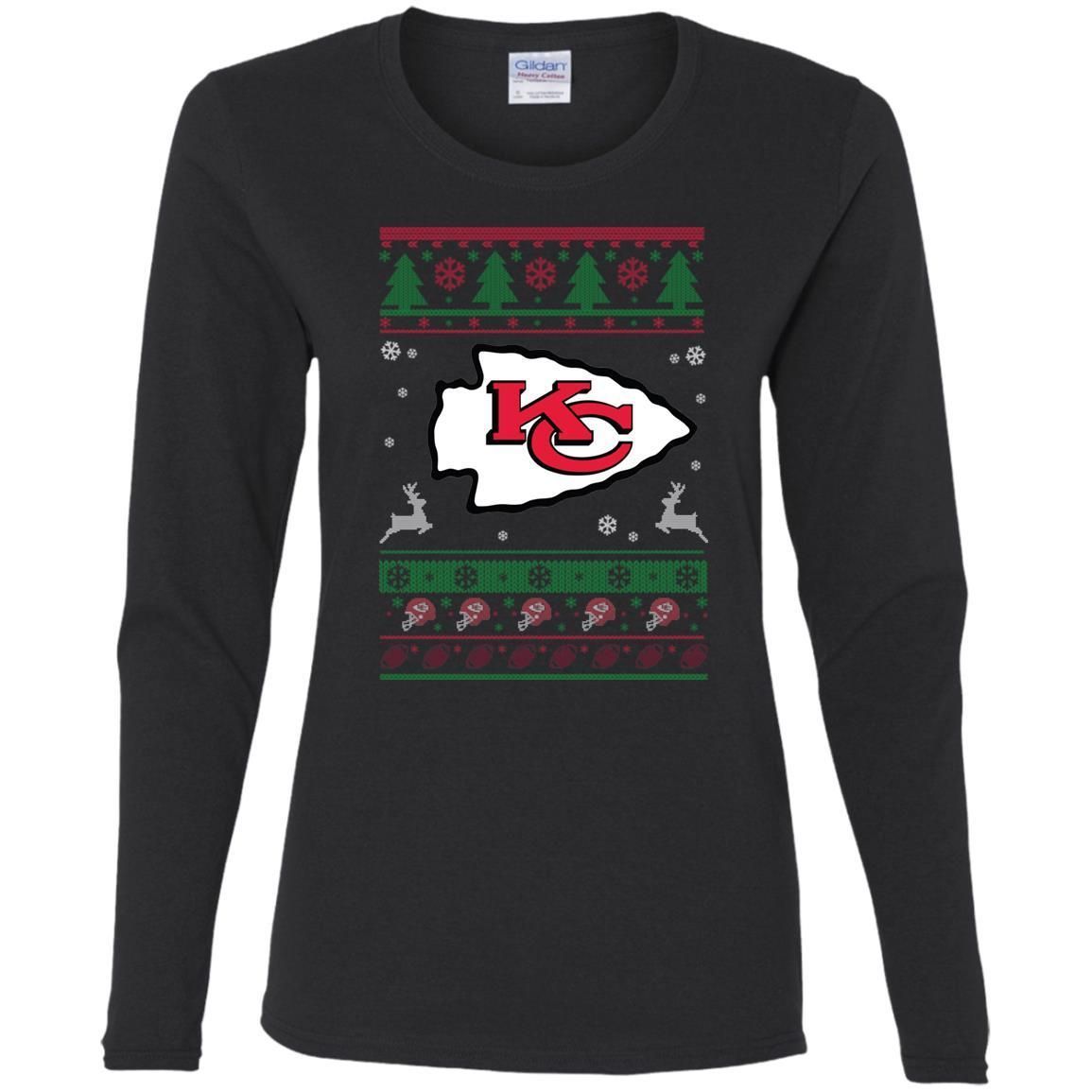 Kansas City Chiefs Logo Football Teams Ugly Christmas Sweater Women Long Sleeve Shirt