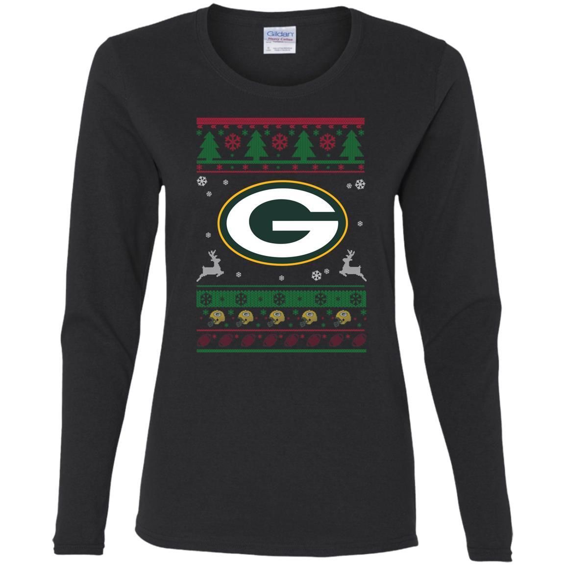 Green Bay Packers Logo Football Teams Ugly Christmas Sweater Women Long Sleeve Shirt