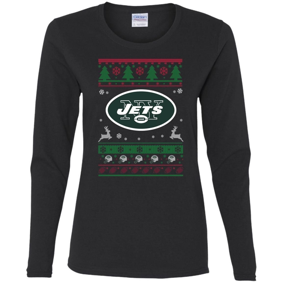 New York Jets Logo Football Teams Ugly Christmas Sweater Women Long Sleeve Shirt