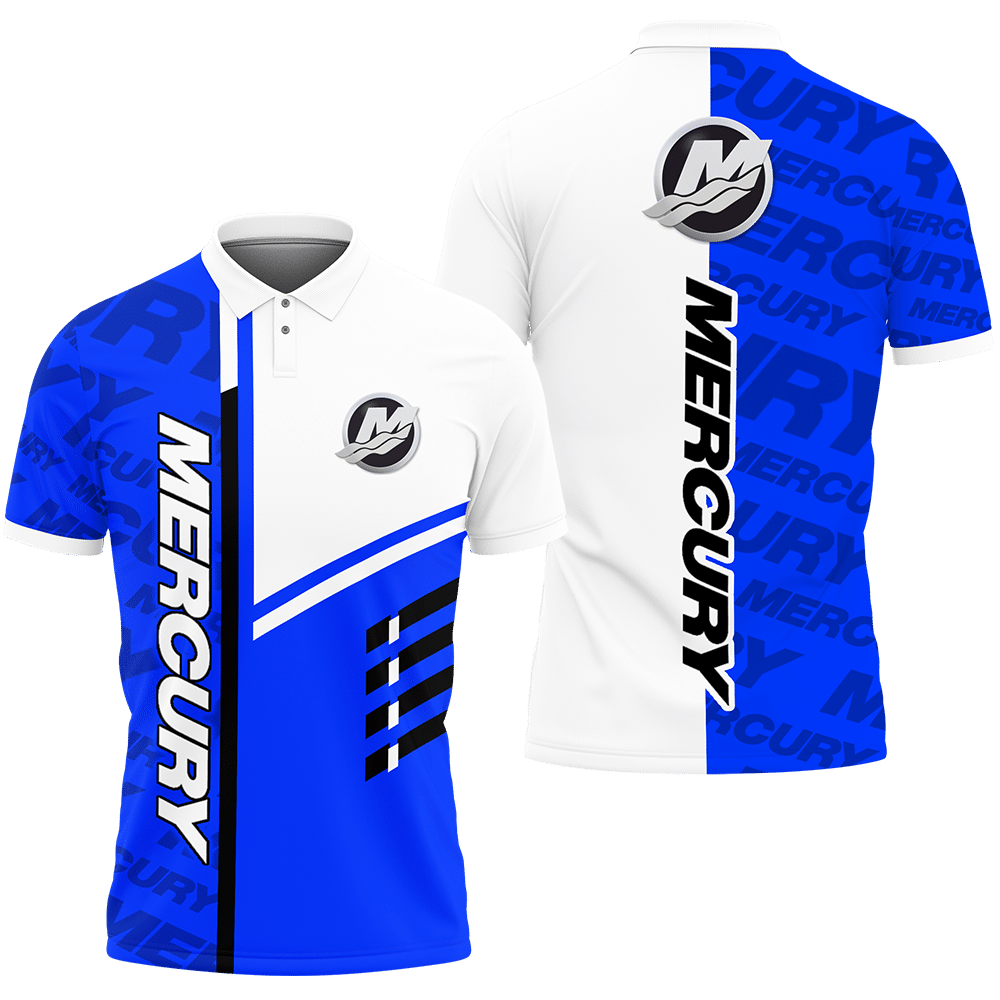 3D Printed Mercury Marine BDA-HT Polo Shirt Ver 1 (Blue)