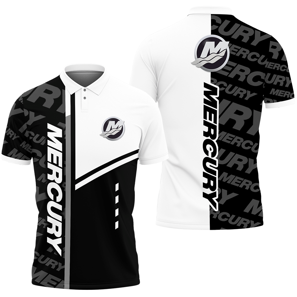 3D Printed Mercury Marine BDA-HT Polo Shirt Ver 1 (Black)