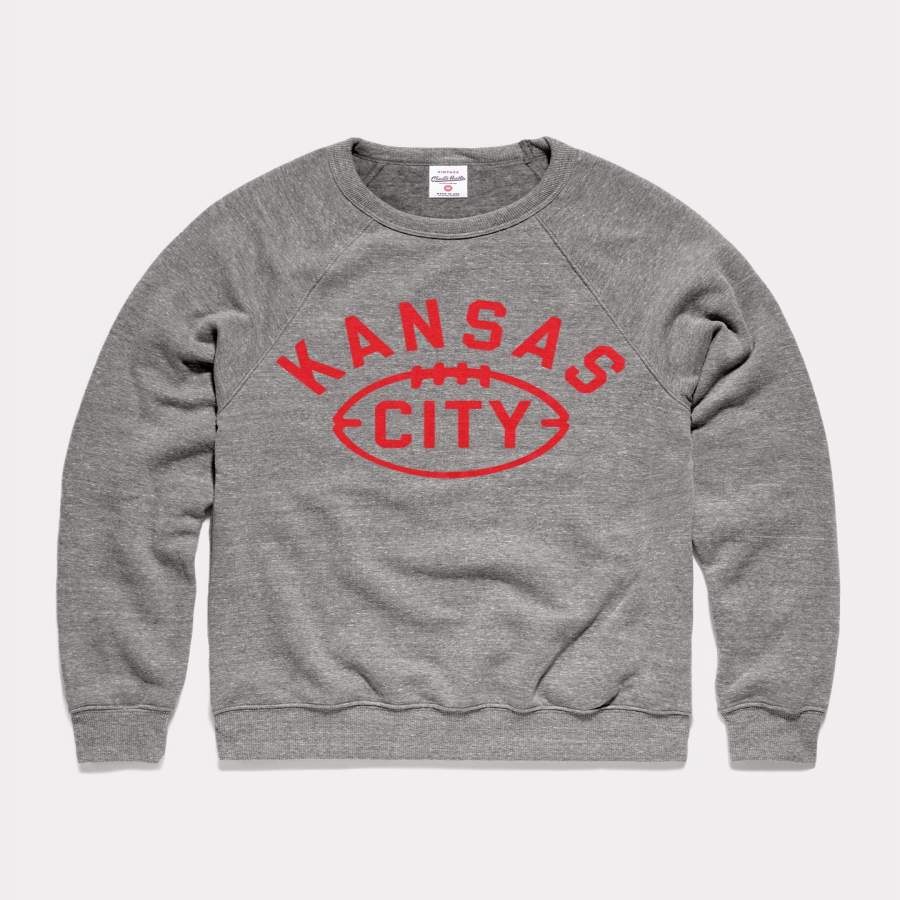 Kansas City Arrowhead Football Vintage Grey Crewneck Sweatshirt