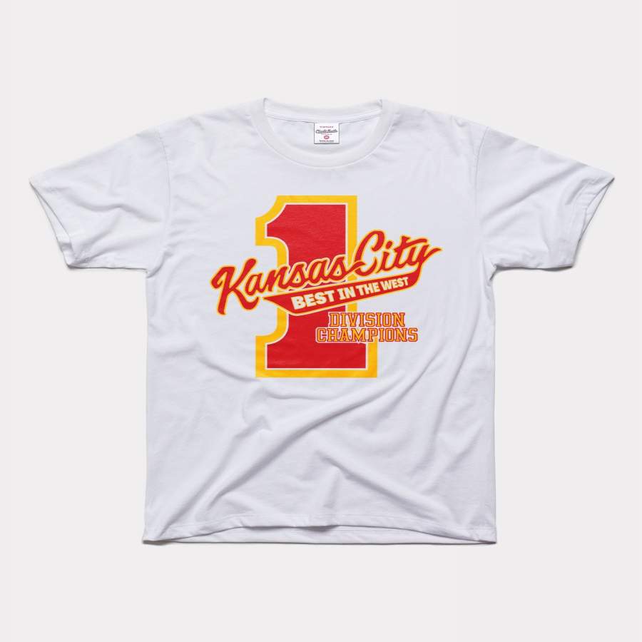 Kansas City Best In The West Vintage Division Champions White Arrowhead T-Shirt