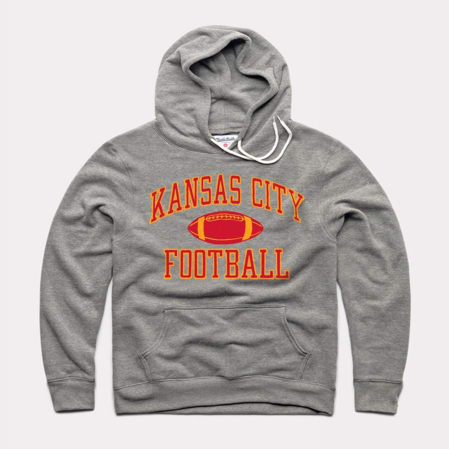 Grey Kansas City Football Vintage Arrowhead Hoodie Sweatshirt