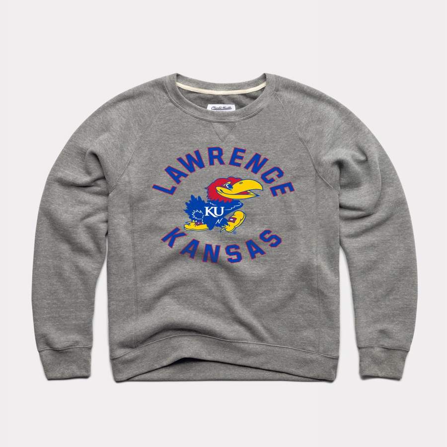 Kansas Jayhawks Vintage Grey Lawrence Crewneck Sweatshirt