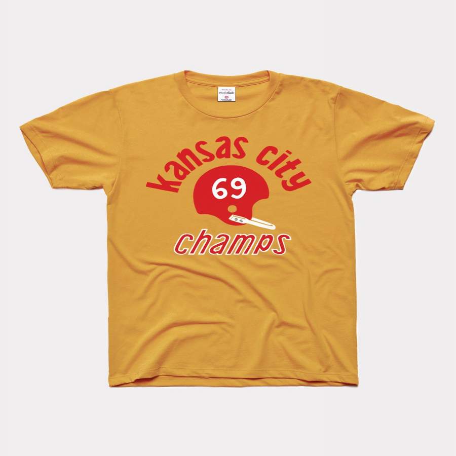 Gold Kansas City 1969 Champs Vintage Arrowhead T-Shirt