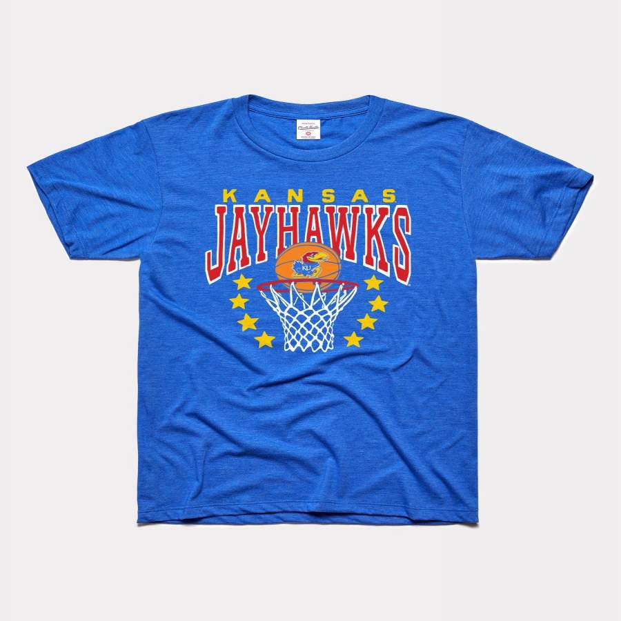 Kansas Jayhawks Royal Blue Vintage Basketball Stars T-Shirt