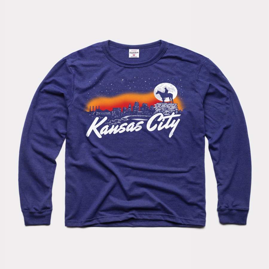 Navy Kansas City Nightlife Long Sleeve T-Shirt