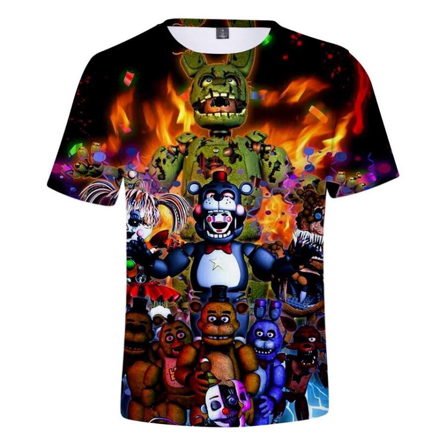 Fnaf 3D T shirt Boy FNAF T shirts Five Nights at Freddy’s Summer Streetwear Tshirt T-shirt Anime Tops Mens Clothing