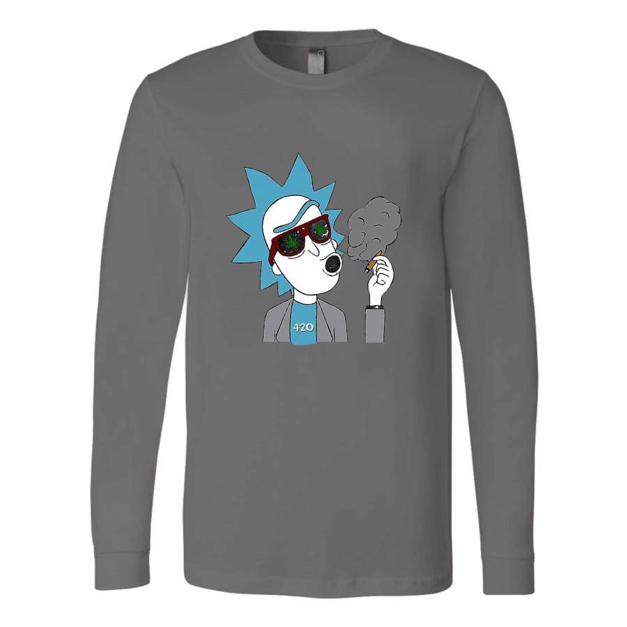 Rick and Morty Dab Rig Cannabis Marijuana Stoner Gift Long Sleeve T-Shirt