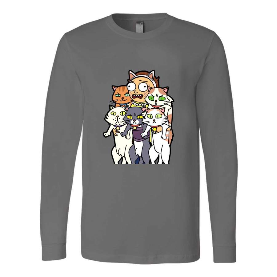 Rick And Morty Cats Pickle Rick Neko Atsume Long Sleeve T-Shirt