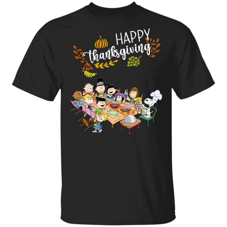 Happy Thanksgiving Snoopy In A Party With Friends Shirt