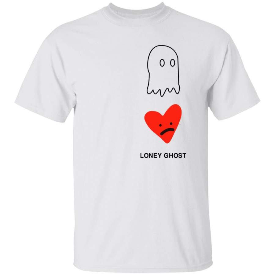 Lonely ghost merch Heart Stack Crewneck t shirt white cotton plus size