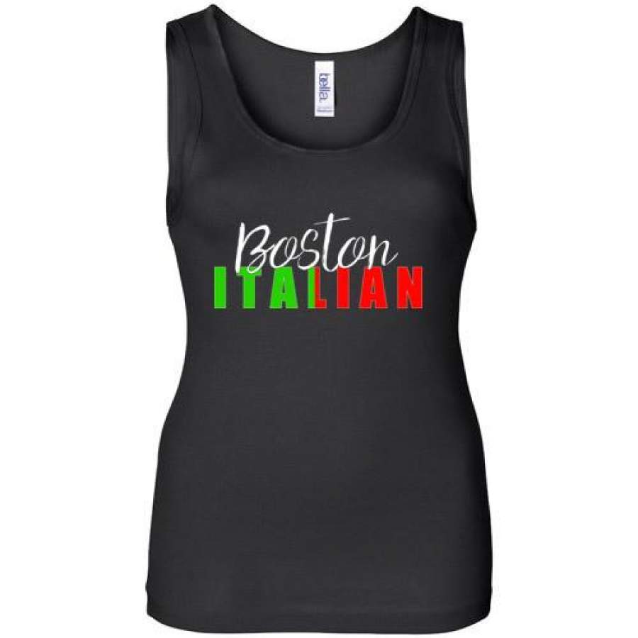 Boston Italian – Dark Colored Ladies Wide Strap Tank Top