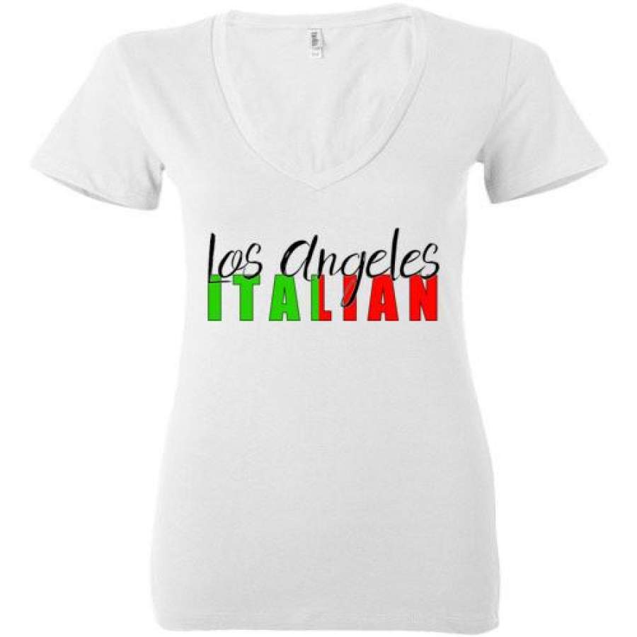 Los Angeles Italian Ladies Deep V-Neck Fashion Tee