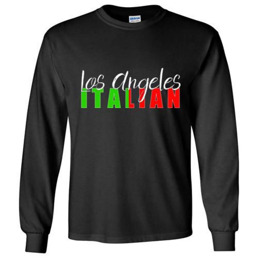 Los Angeles Italian Dark Color Crew Neck Unisex Long Sleeve T-Shirt