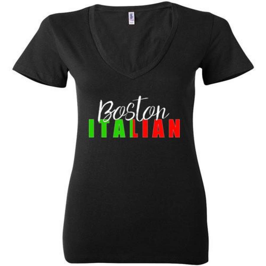 Boston Italian – Dark Colored Ladies V-Neck T-Shirt