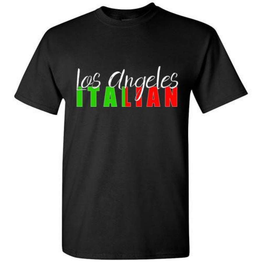 Los Angeles Italian Dark Color Unisex Crew Neck T-shirt