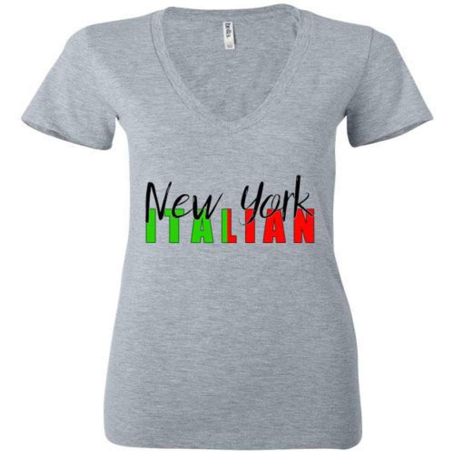 New York Italian – Ladies Deep V-Neck T-Shirt