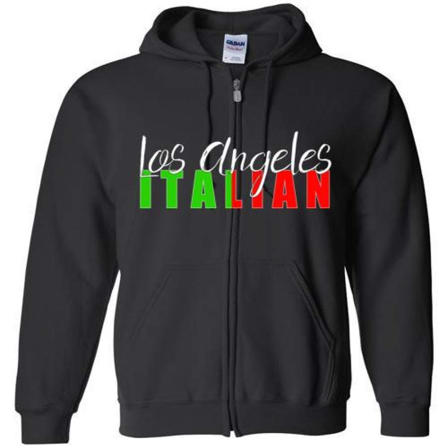 Los Angeles Italian Dark Color Zipper Front Hoodie