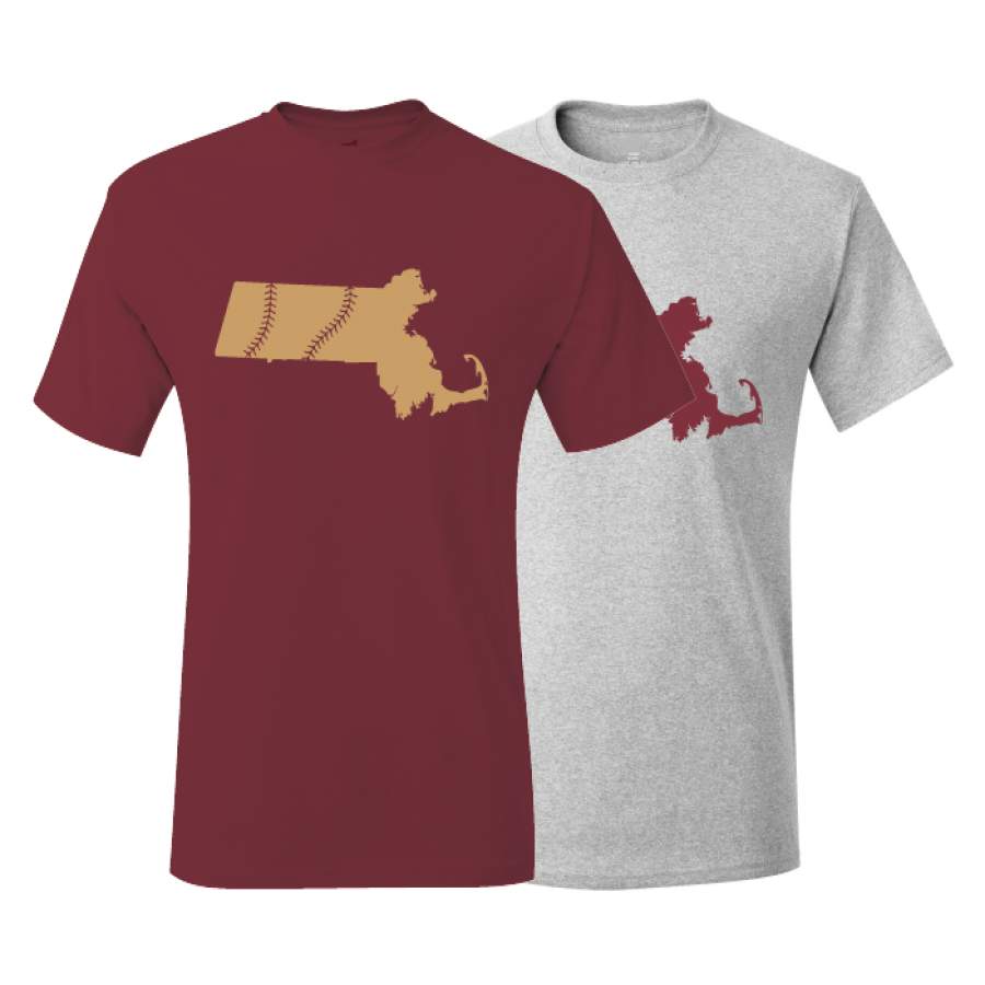 Massachusetts Baseball Boston Maroon & Gold T-Shirt