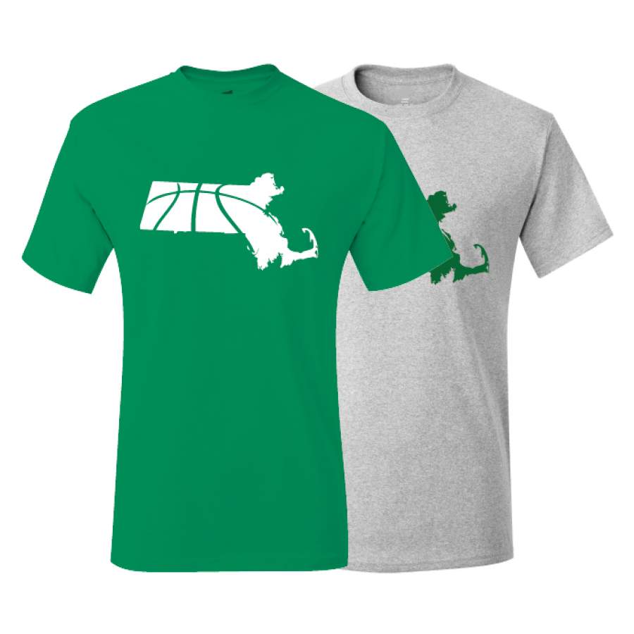 Massachusetts Basketball Boston Green & White T-Shirt