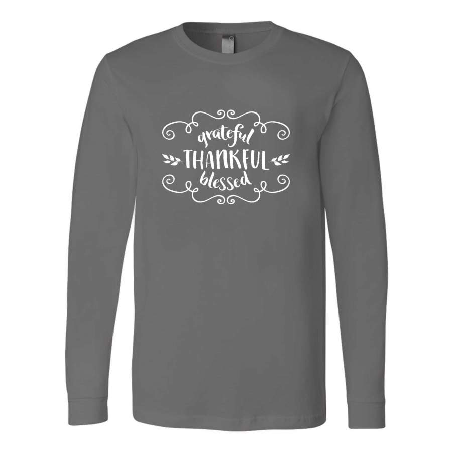 Thankful Grateful Blessed Quotes Long Sleeve T-Shirt