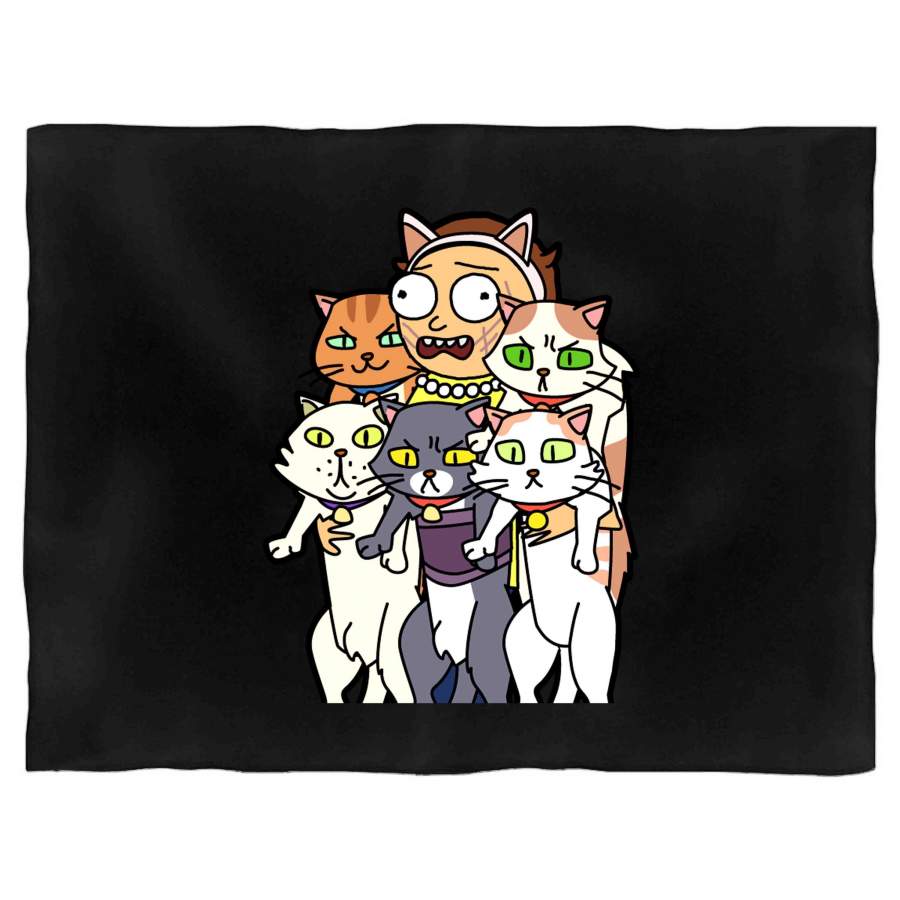 Rick And Morty Cats Pickle Rick Neko Atsume Blanket