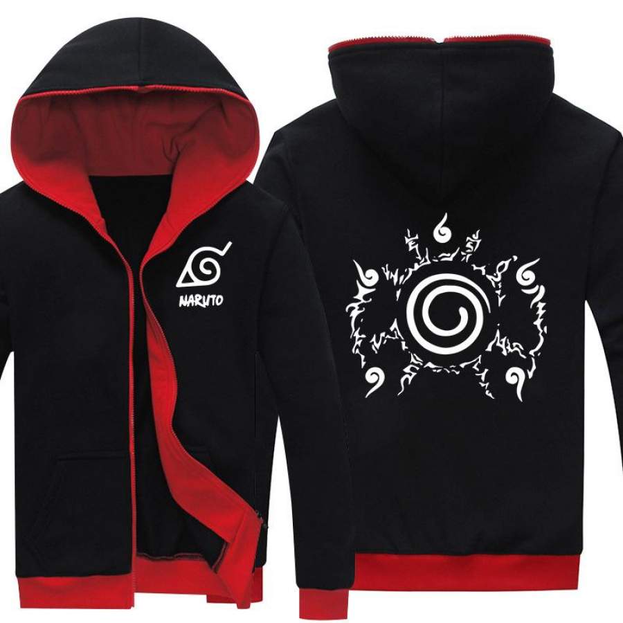 Five Pronged Spell(white) Zip Up Hoodie-Naruto