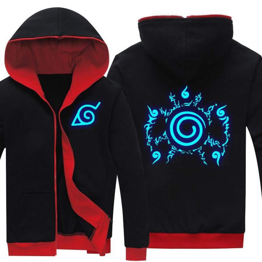 Five Pronged Spell(blue) Zip Up Hoodie-Naruto