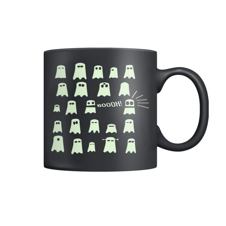 Ceramic Printed Black Mug – Ghost Booh