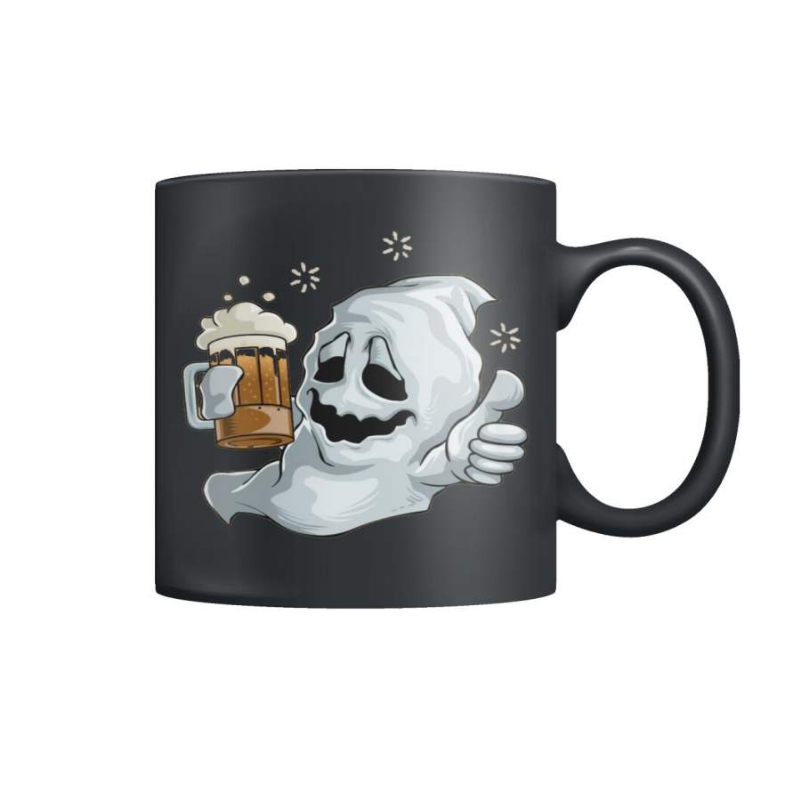 Ceramic Printed Black Mug – Ghost And Beer