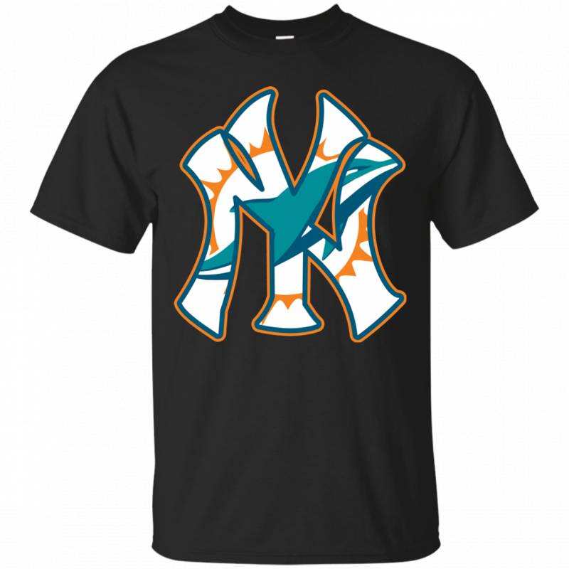 Miami Dolphins New York Yankees Black Unisex T-shirts