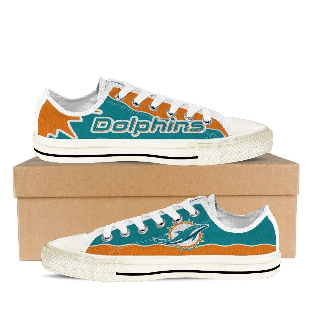 Miami Dolphins Mens Low Cut Sneakers Cut 1