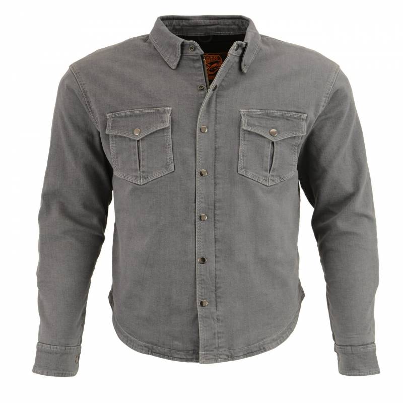 Milwaukee Performance-MPM1621-Men’s Grey Armored Denim Biker Shirt w/ Aramid? by DuPont? Fibers