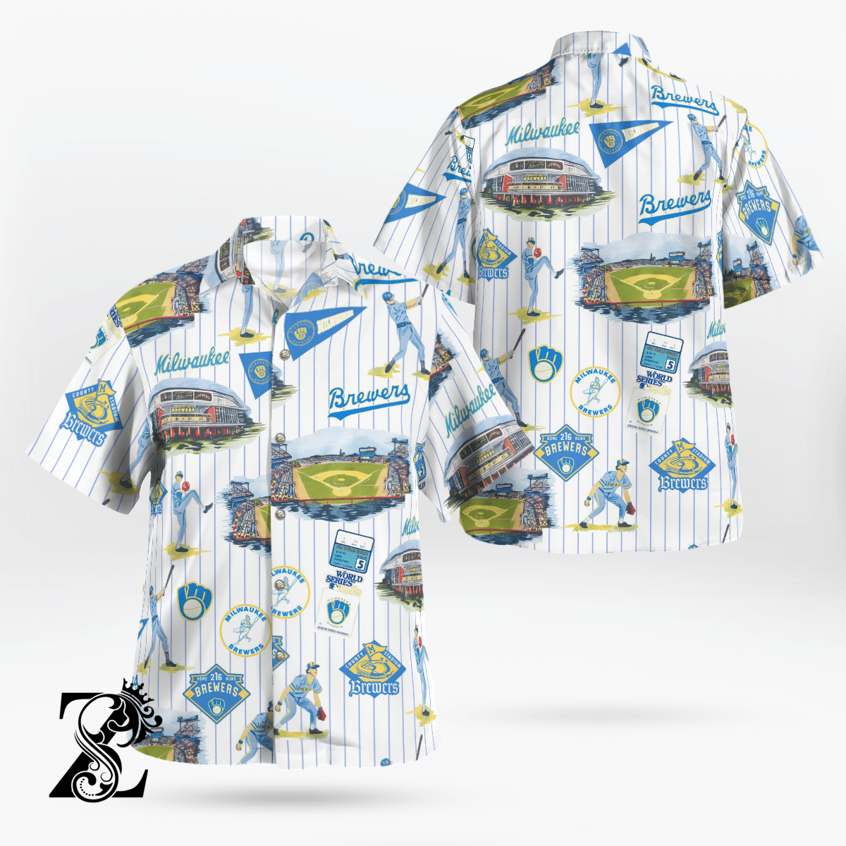 Milwaukee Brewers Scenic Hawaiian Shirt