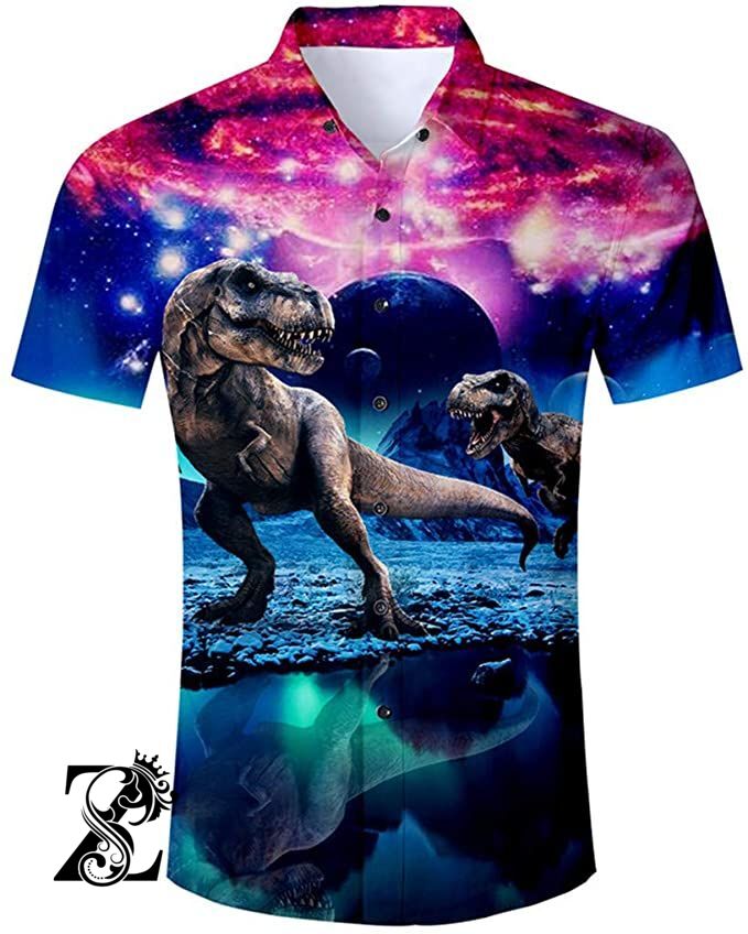 Camisa De Manga Corta Para Hombre Con Estampado De Dinosaurios En 3D