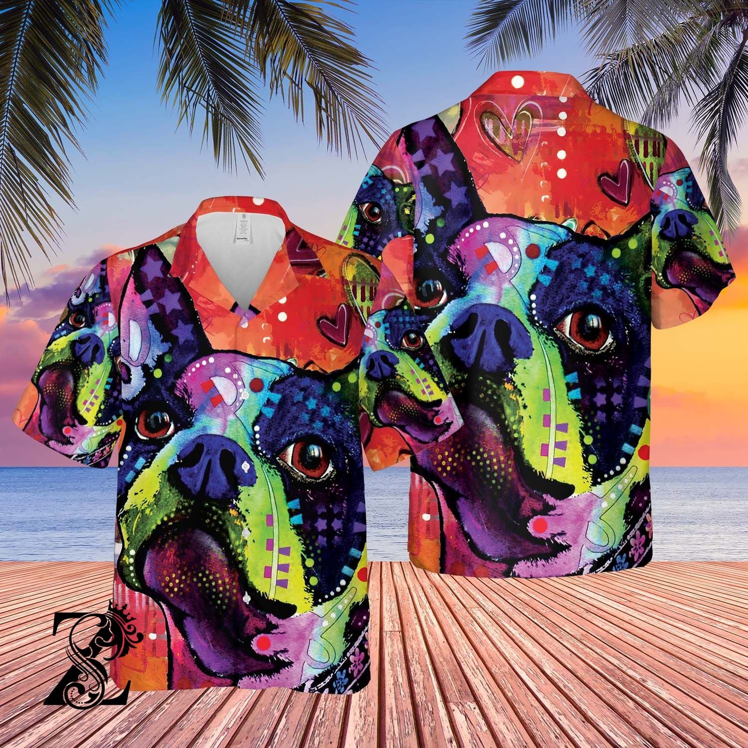 Boston Terrier Abstract Colorful Face – All Over Print Unisex Hawaiian Shirt – S M L Xl 2Xl 3Xl 4Xl 5Xl 1207