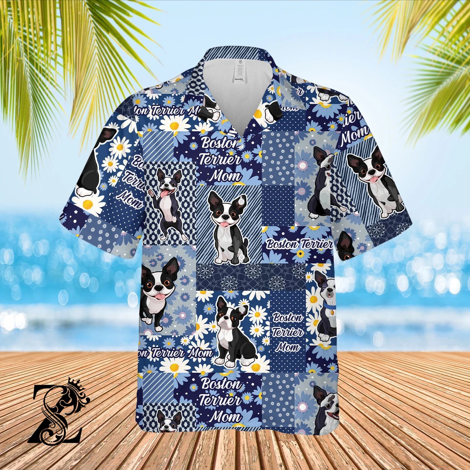 Boston Terrier Blue Daisy Pattern Mom – All Over Print Unisex Hawaiian Shirt – S M L Xl 2Xl 3Xl 4Xl 5Xl 1207