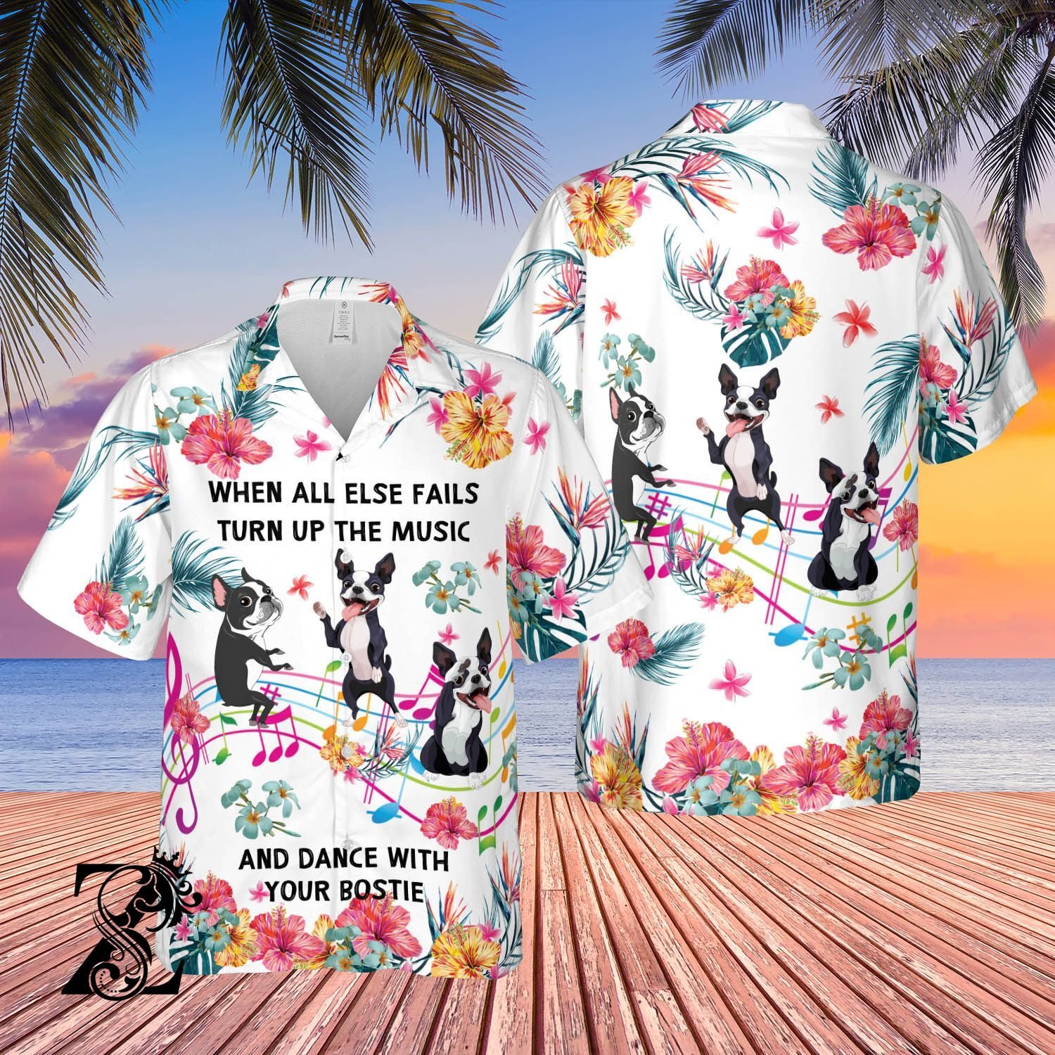 Boston Terrier All Else Fails Turn Up Music – All Over Print Unisex Hawaiian Shirt – S M L Xl 2Xl 3Xl 4Xl 5Xl 1207