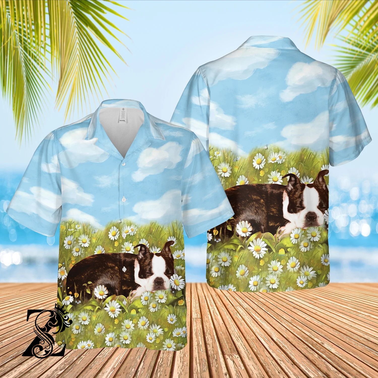 Boston Terrier Sleeping On Daisy Garden – All Over Print Hawaiian Shirt – S M L Xl 2Xl 3Xl 4Xl 5Xl 1207