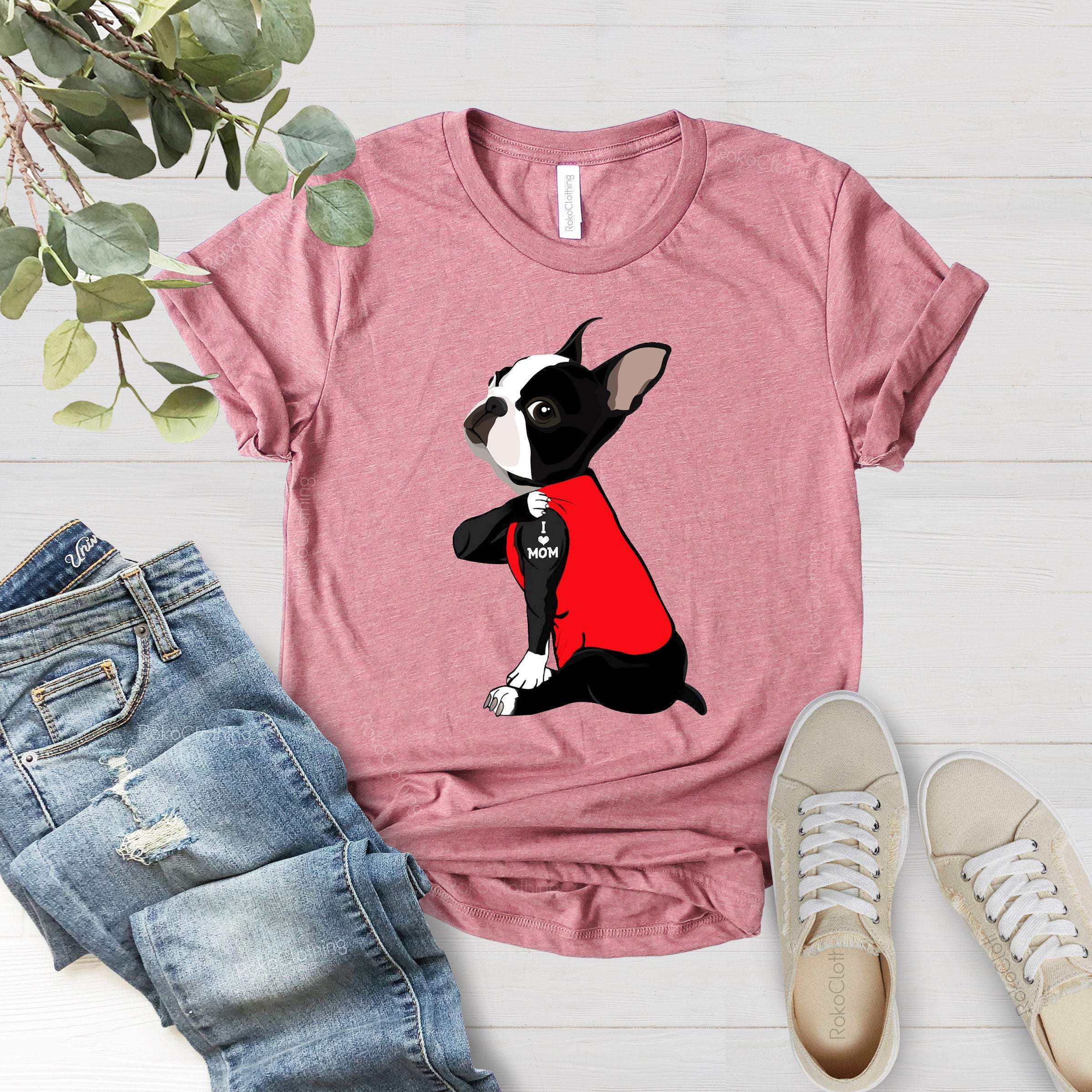 Boston Terrier I Heart Mom Shirt