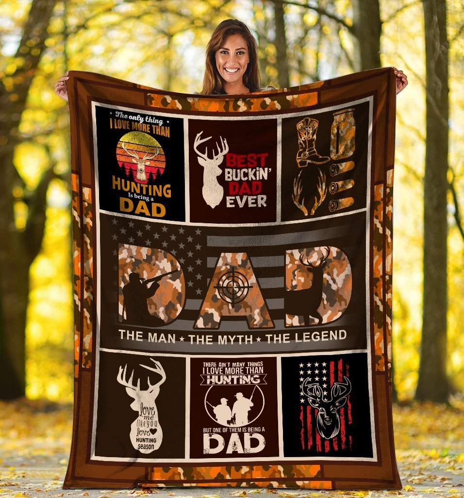 Bucking Dad Hunting Camo Fleece Blanket – Hunting Gift For Father’s Day, Birthday, Christmas Gift for Dad | Family Blanket