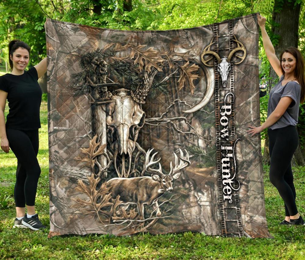 Hunting Bow Hunter Skull Fleece Blanket