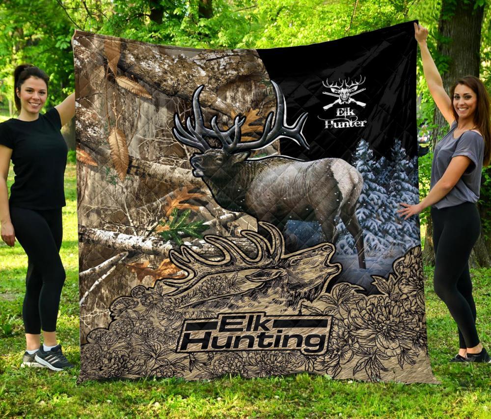 Hunting Elk Hunt Fleece Blanket