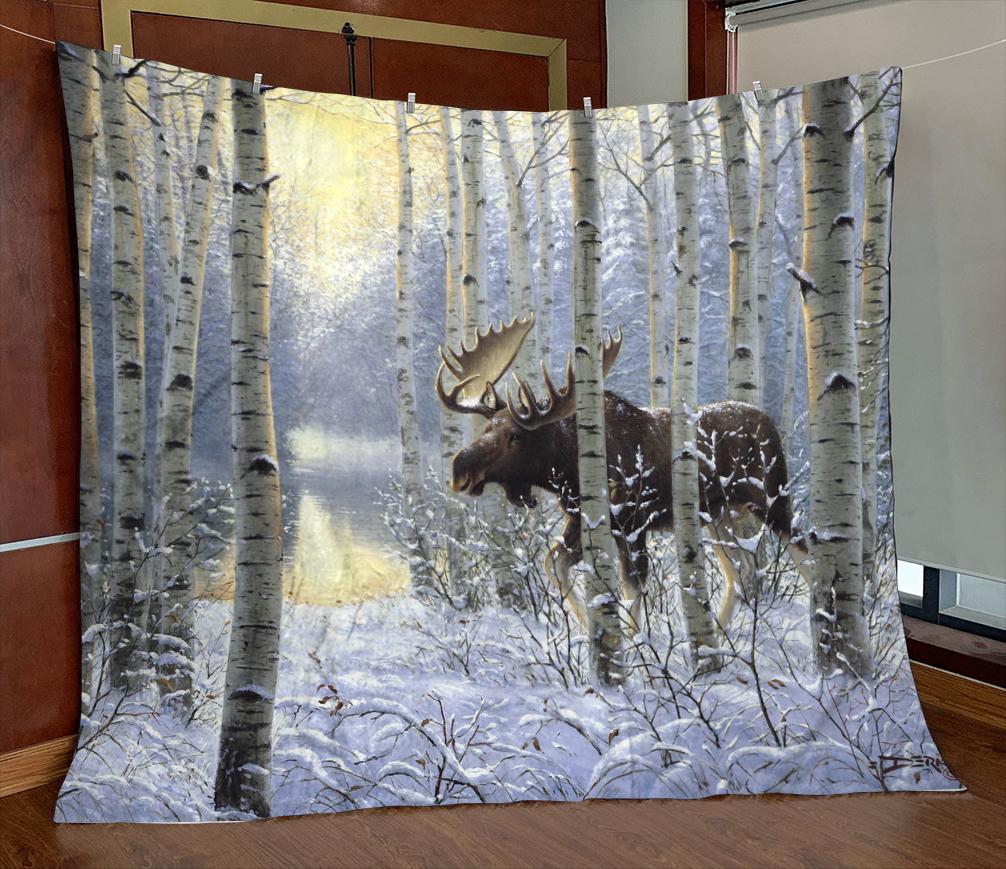 On The Move Moose Hunting Gift Fleece Blanket