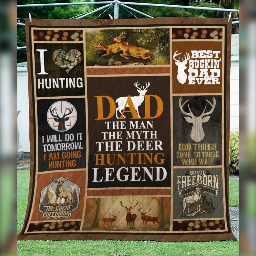 Hunting Dad The Mam The Myth The Deer Hunting Legend Fleece Blanket